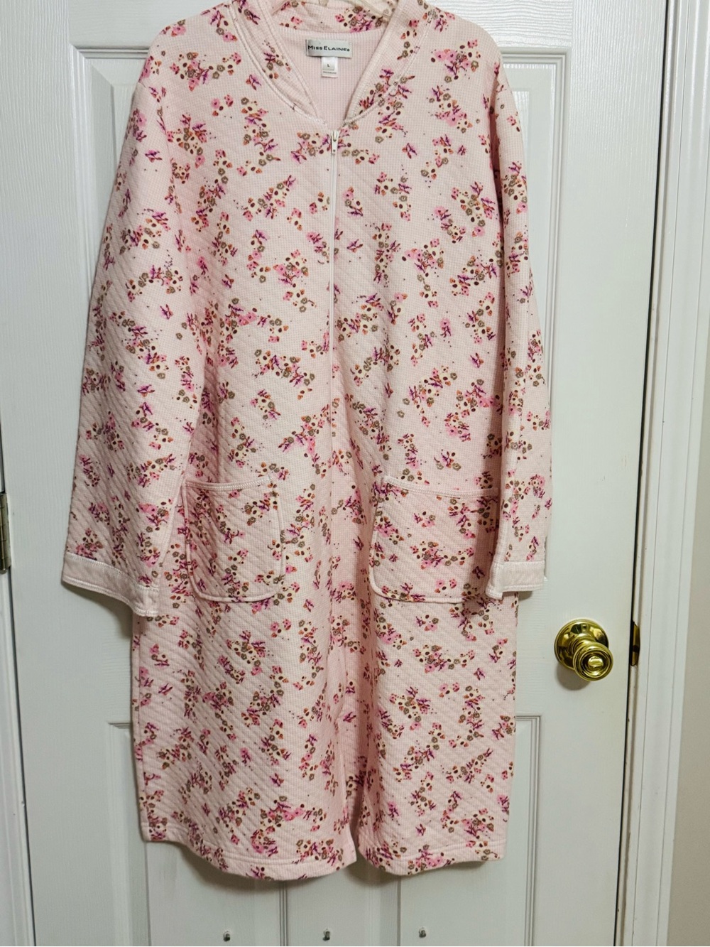 Miss Elaine Pink Floral Zip-Front Kids Robe